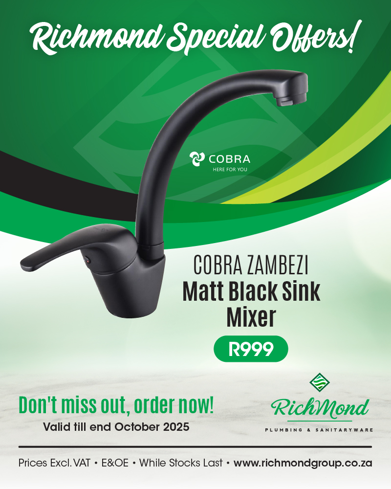 Cobra Zambezi Matt Black Bath Sink Mixer
