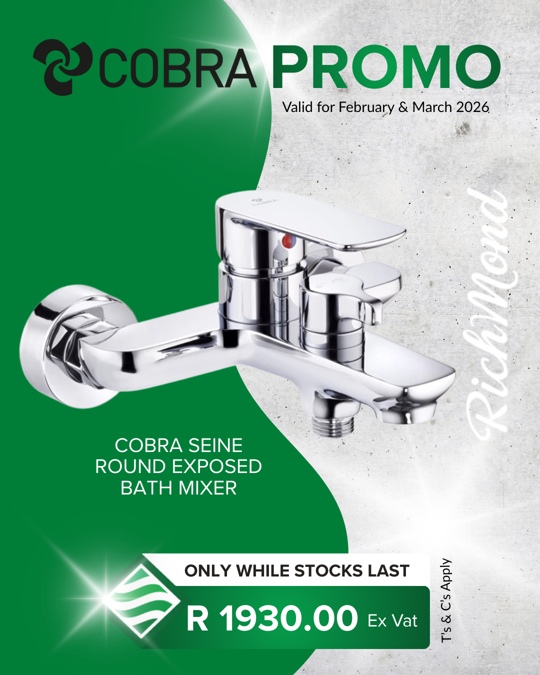 Richmond Group | Cobra Promotion | Seine Round Exposed Bath Mixer