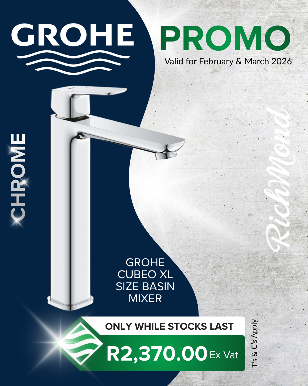 Richmond Group | GROHE Cubeo XL Size Basin Mixer