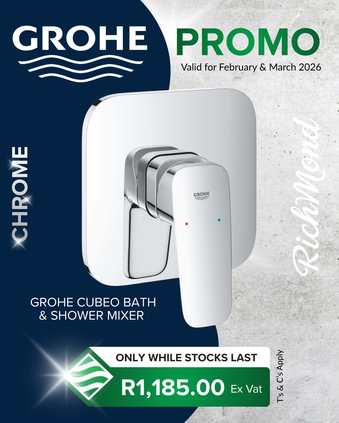 Richmond Group | GROHE Cubeo Bath and Shower Mixer