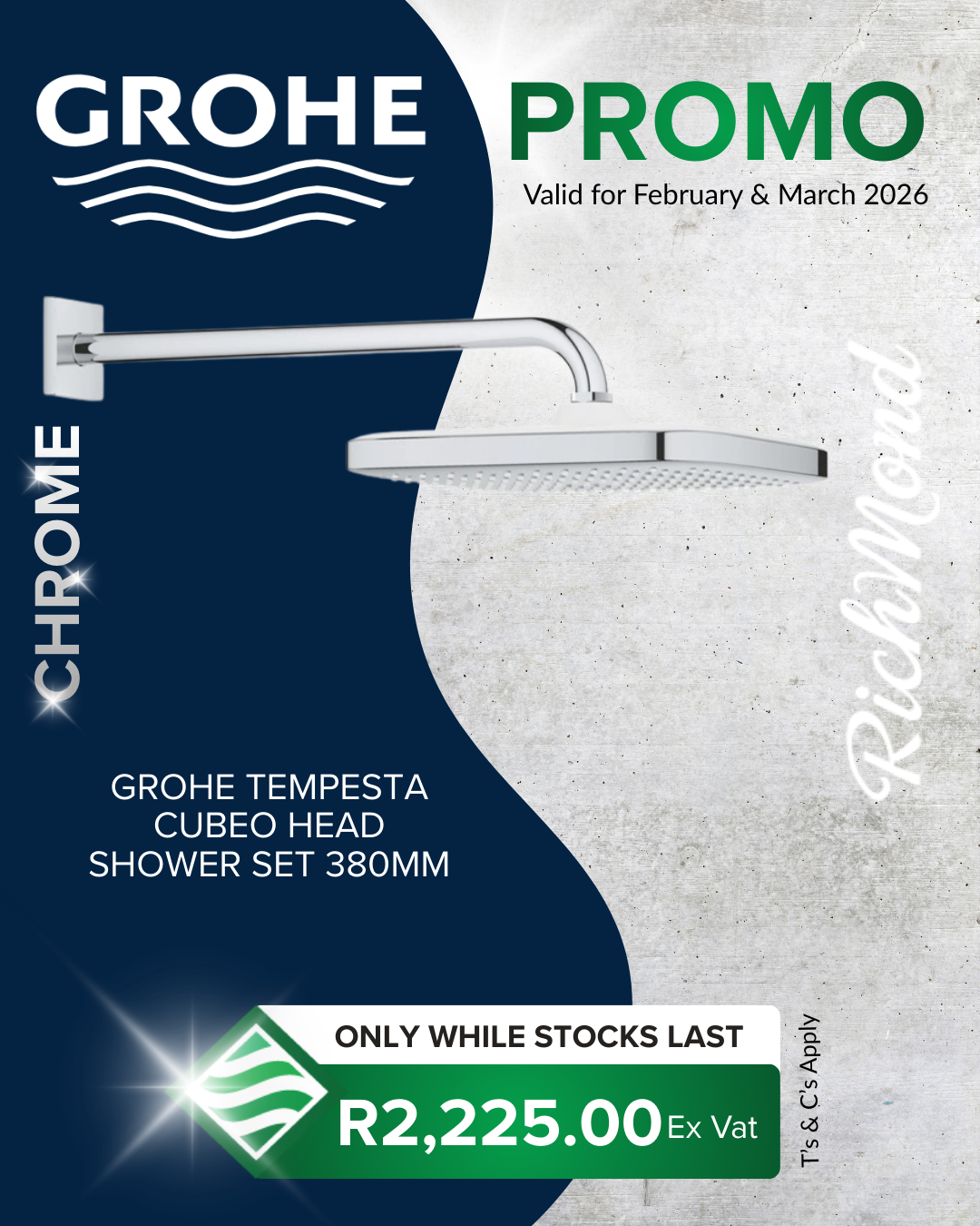 Richmond Group | GROHE Tempesta Cubeo Head Shower Set 380mm