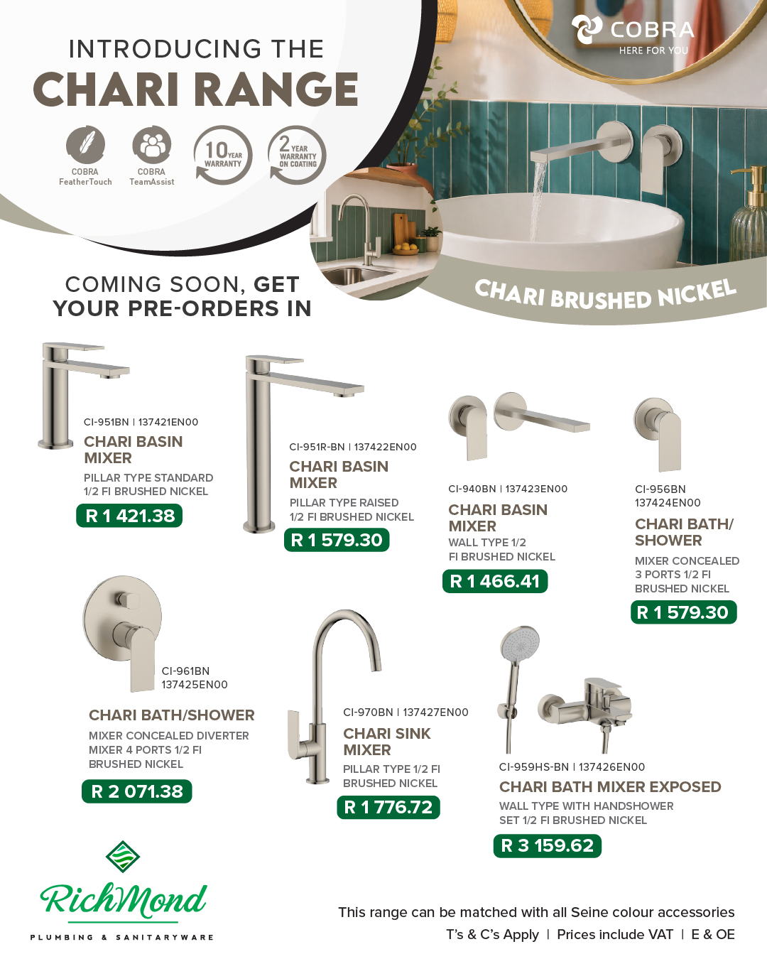 Richmond Group | Cobra Promotion | Seine Round Raised Basin Mixer