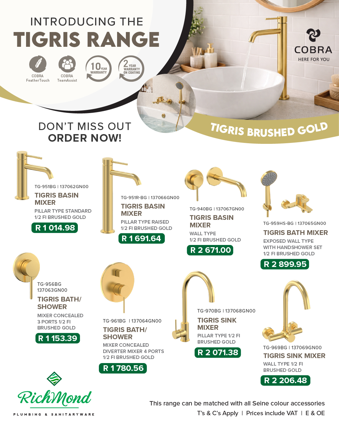 Richmond Group | Cobra Promotion | Seine Round Raised Basin Mixer